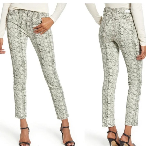 Adriano Goldschmied High-Rise Straight Snake Print Cropped Jeans Size 30 - Picture 1 of 10